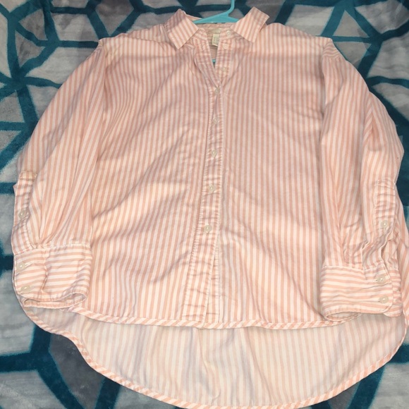 H&M Pink/White Striped Button Down - Picture 3 of 5